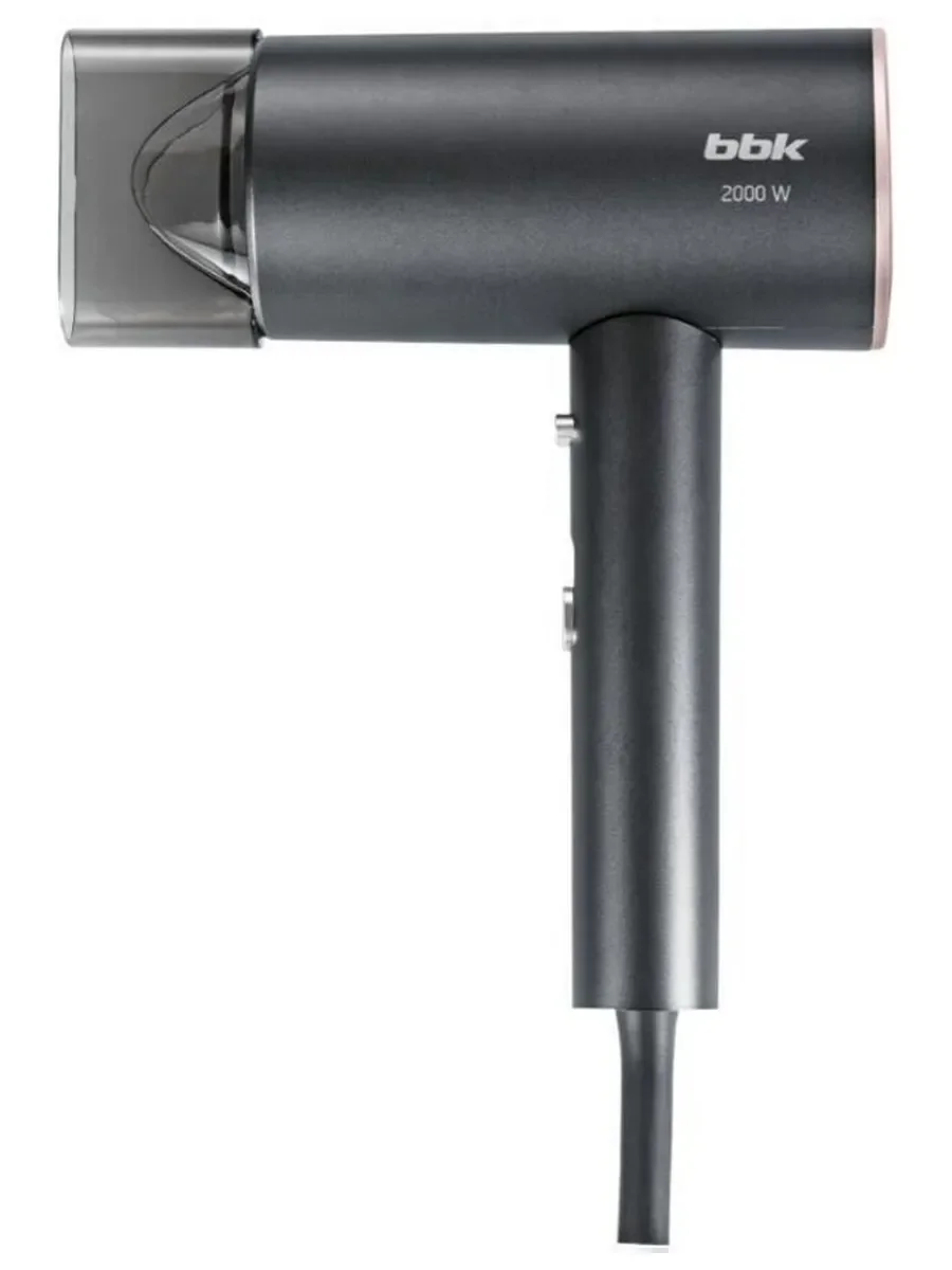 Фен BBK BHD3002 графит, 2000 Вт, ионизация, компактный