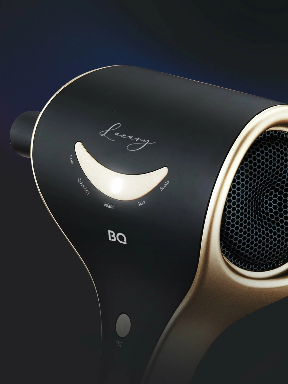 Фен BQ HD1211M черный/золотой, 1800 Вт, ионизация