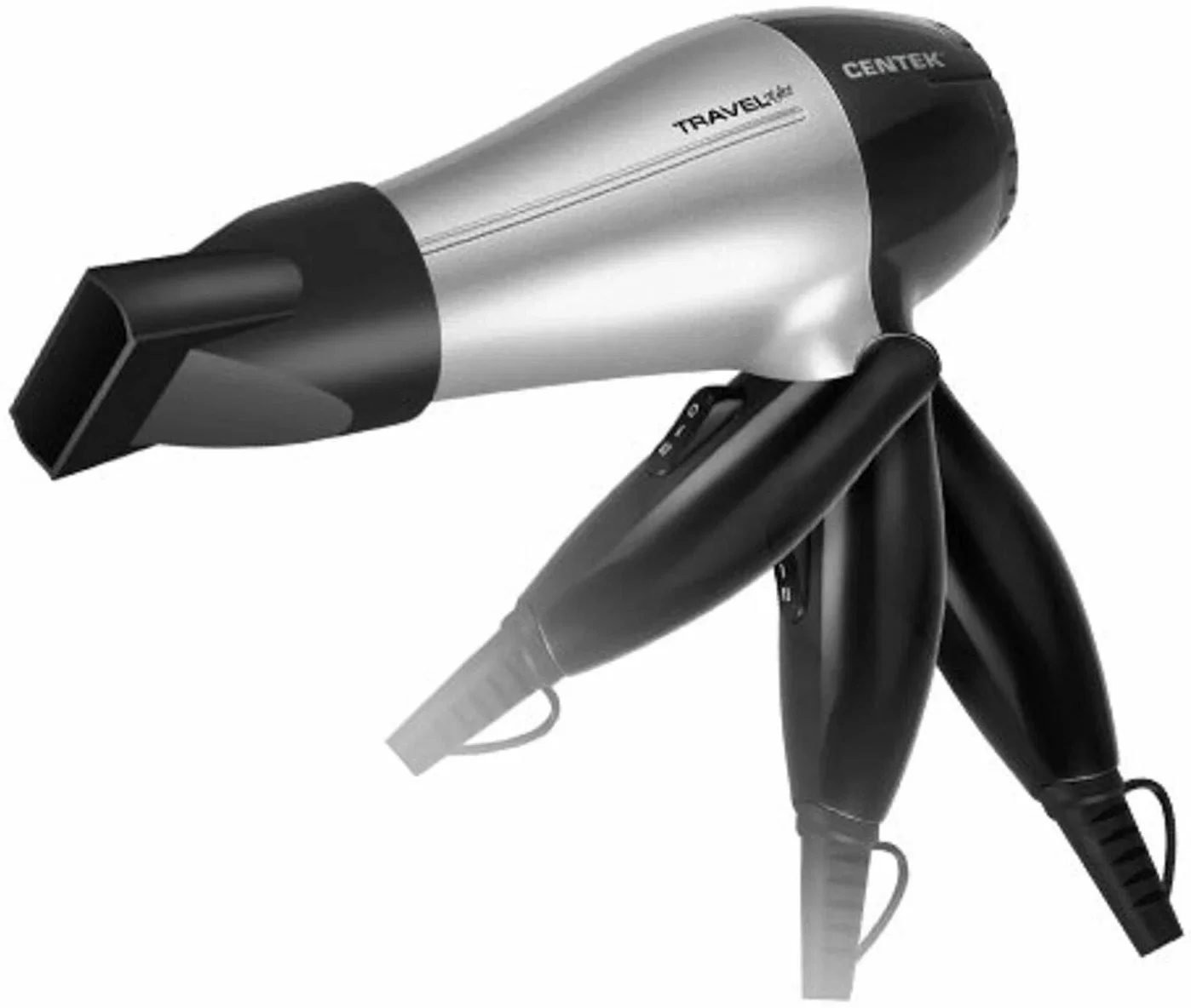 Фен Centek CT-2258 серебристый/черный, 850 Вт, компактный