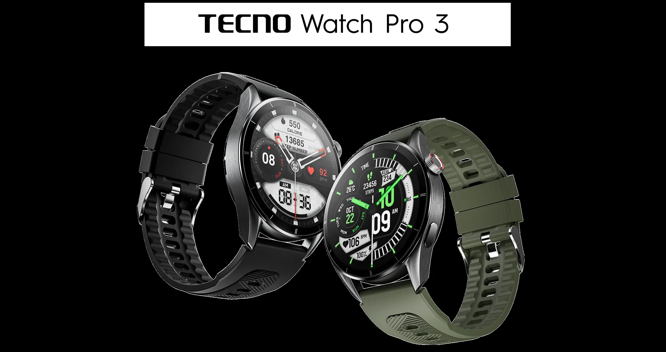 Умные часы Tecno Watch 3 Pro 1.43" AMOLED корп.черный рем.черный (WP03)