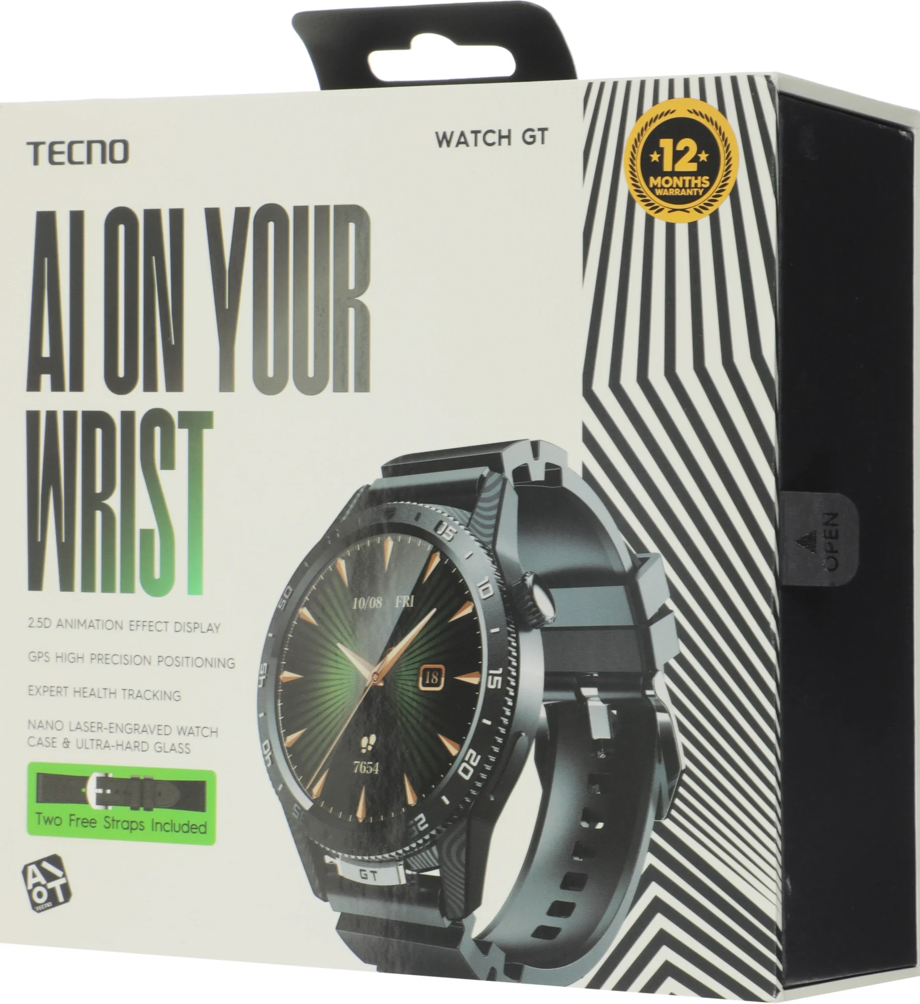 Умные часы Tecno Watch GT 1.504" AMOLED корп.черный рем.черный (WGT01)