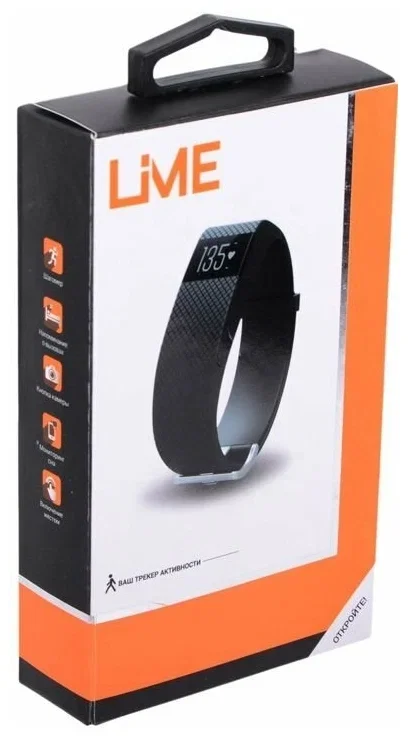 Фитнес-браслет Lime Lime 102 черный Шагомер, Подсчет калорий, Умные часы, Будильник, черный ремешок (550113)