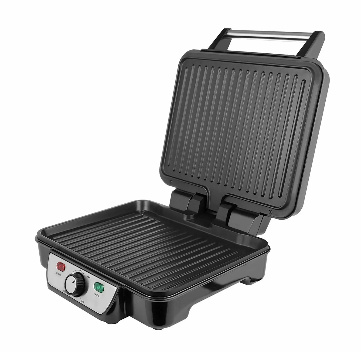 Гриль контактный электрический Centek CT-1463 1800 Вт, 2 жаровни 280х230 мм, антипригар, нагрев 240 гр, нерж отдел