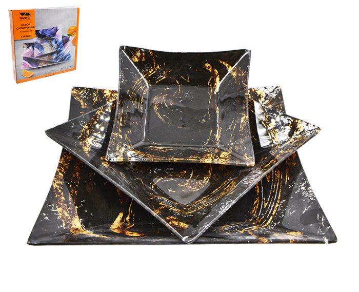 Lavenir Набор салатников (3пр.) Lavenir 15*15/19,5*19,5/25*25 см, S3120Q/3-DD336 стекло (10702070/30