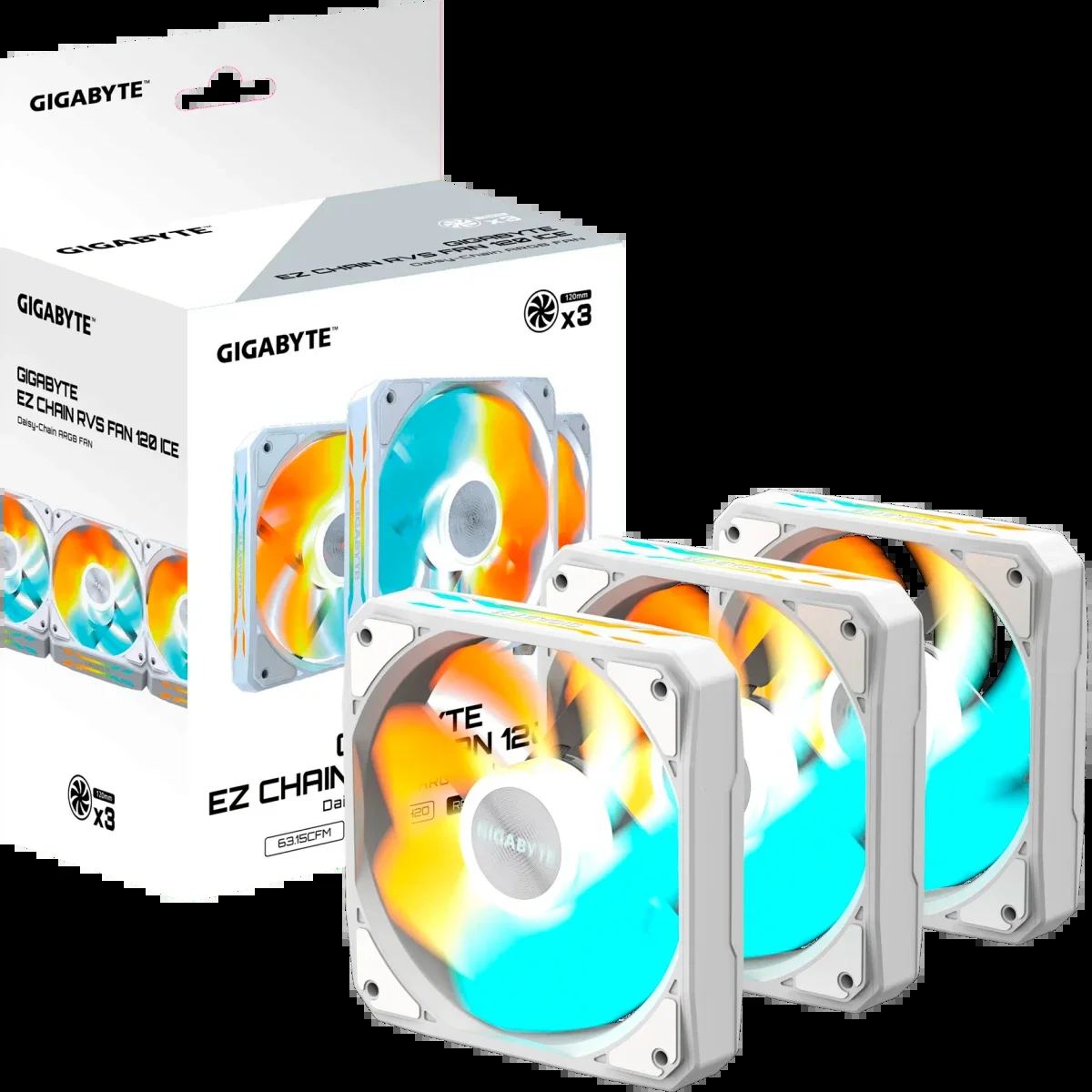 Вентилятор для корпуса Gigabyte EZ CHAIN FAN 120 ICE (GP-GBT EZRVSFAN1203 ICE)