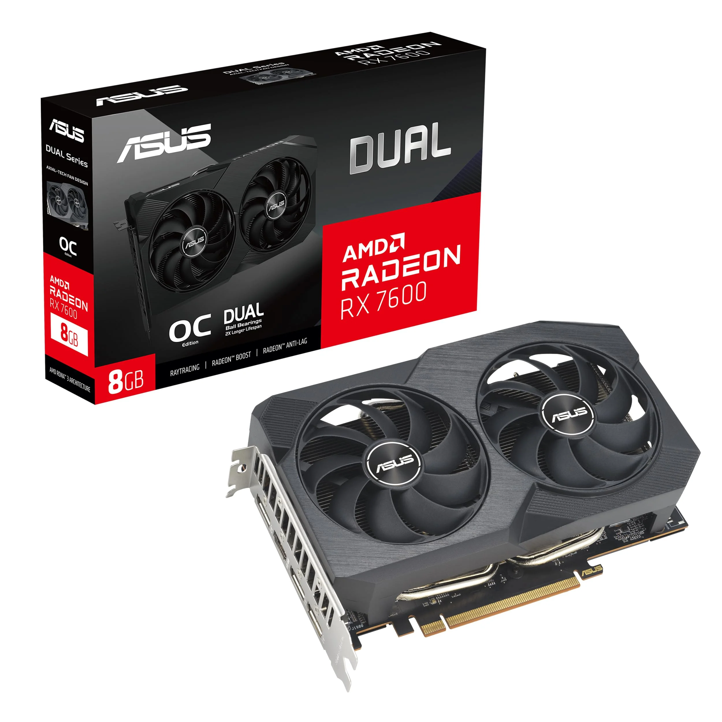 Видеокарта Asus Radeon RX 7600 DUAL EVO OC Edition (DUAL-RX7600-O8G-EVO)