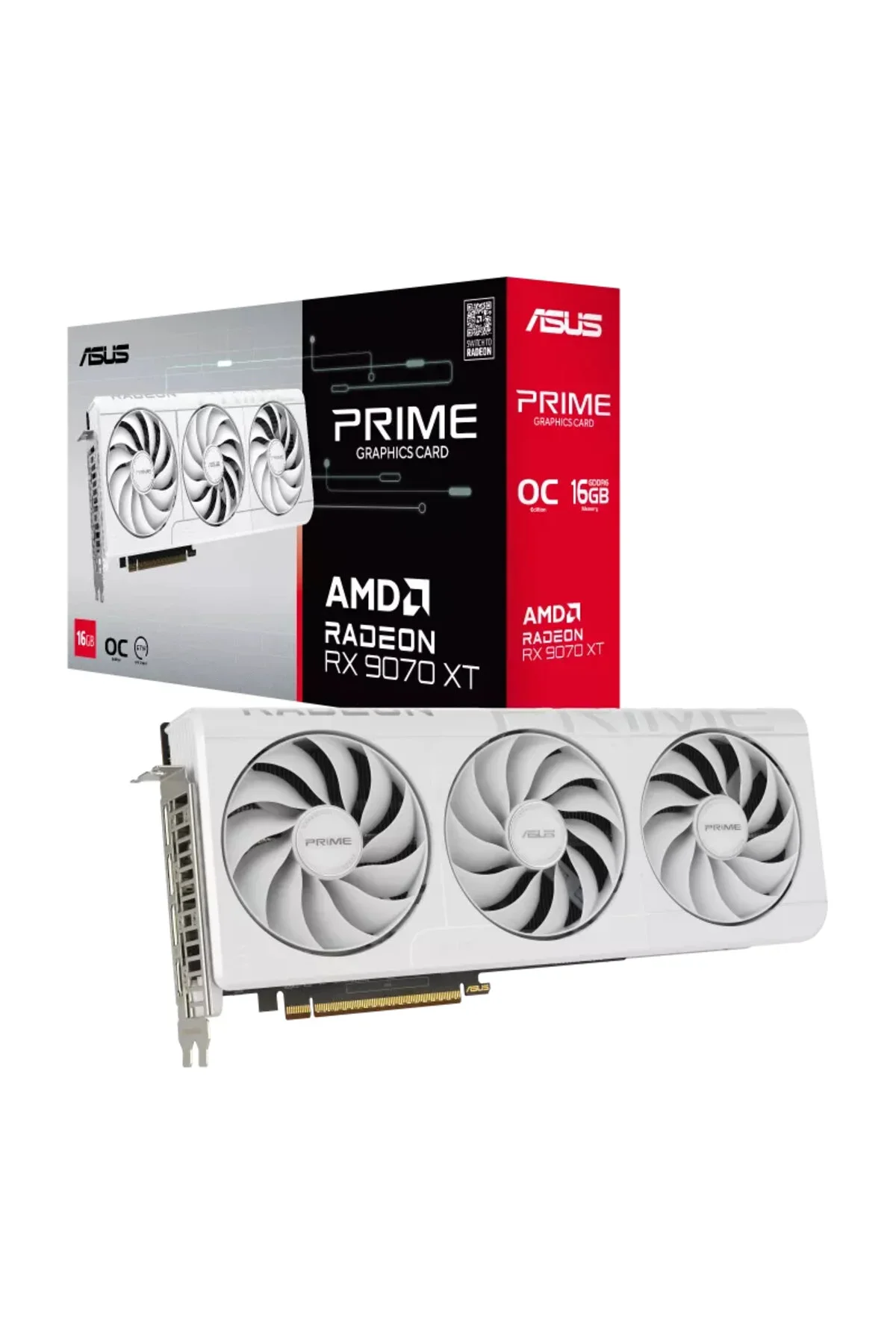 Видеокарта Asus Radeon RX 9070 XT PRIME WHITE OC 16GB (PRIME-RX9070XT-O16G-WHITE)