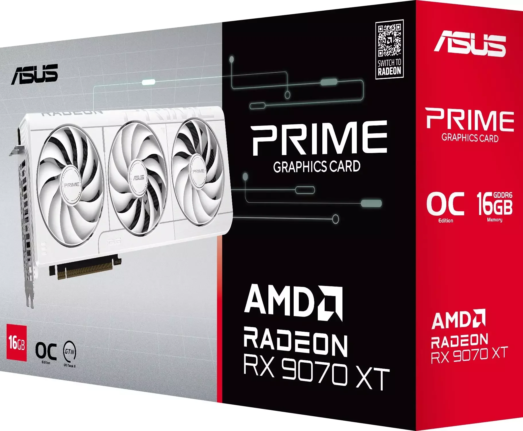 Видеокарта Asus Radeon RX 9070 XT PRIME WHITE OC 16GB (PRIME-RX9070XT-O16G-WHITE)