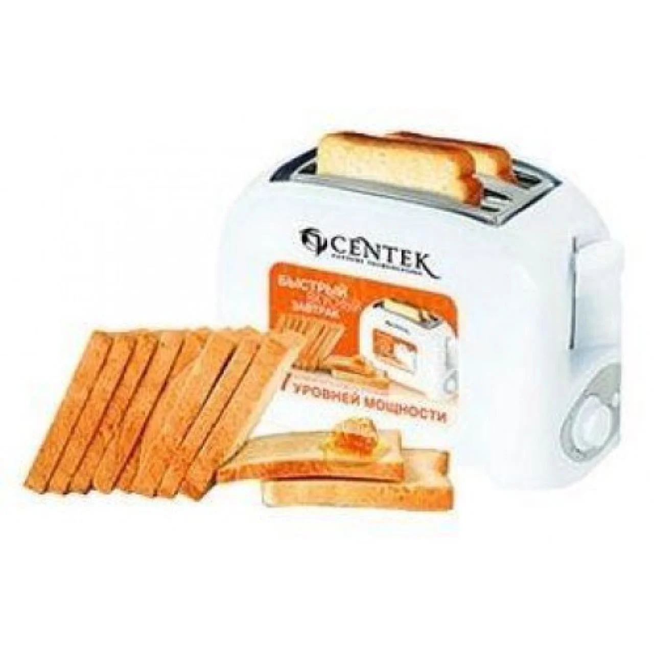 Тостер Centek CT-1420 (белый) 750 Вт, 7 уровней мощности, теплоизолированный корпус, функция отмены