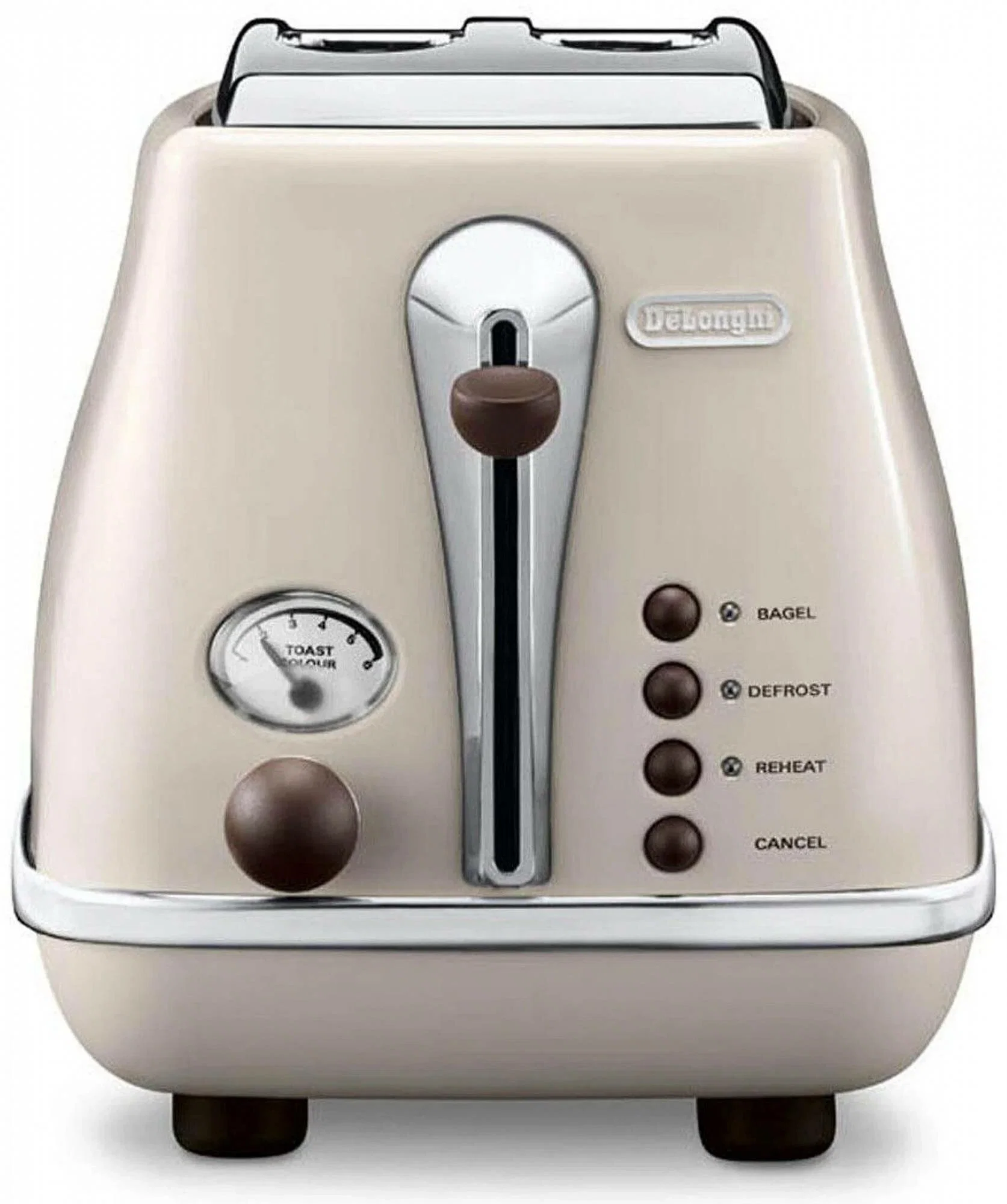 Тостер DeLonghi CTOV 2103.AZ, 900 Вт, на 2 тоста, разморозка, обжаривание, решетка для подогрева, поддон, голубой