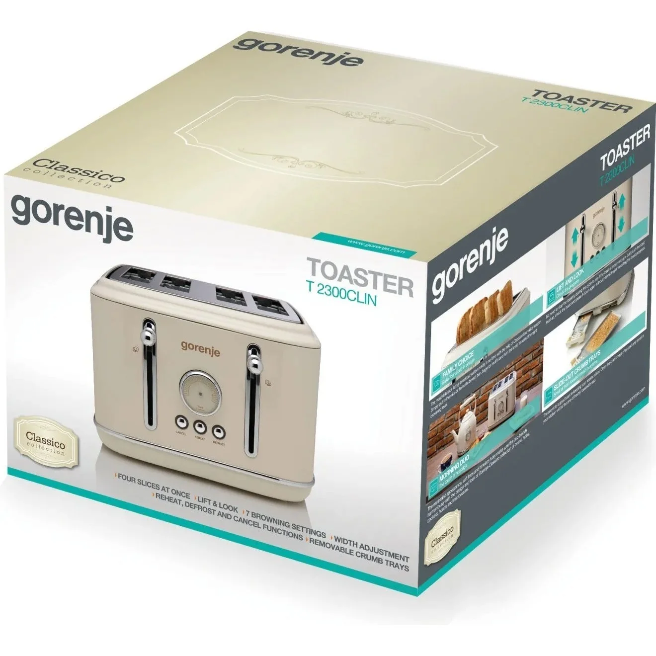 Тостер Gorenje T2300CLIN 1150Вт бежевый/серебристый