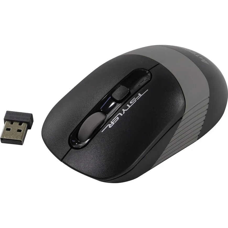 Мышь беспроводная A4Tech Fstyler FG10S черный/серый, 2000 dpi, радиоканал, USB, кнопки - 4