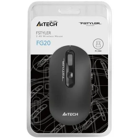Мышь беспроводная A4Tech Fstyler FG20 серый, 2000 dpi, радиоканал, USB, кнопки - 4