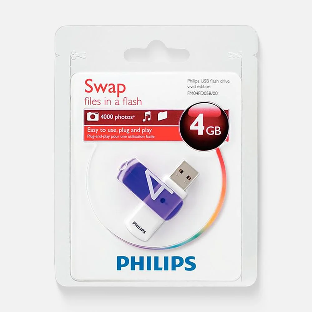Флеш накопитель 4GB PHILIPS VIVID2.0 4GB, USB 2.0