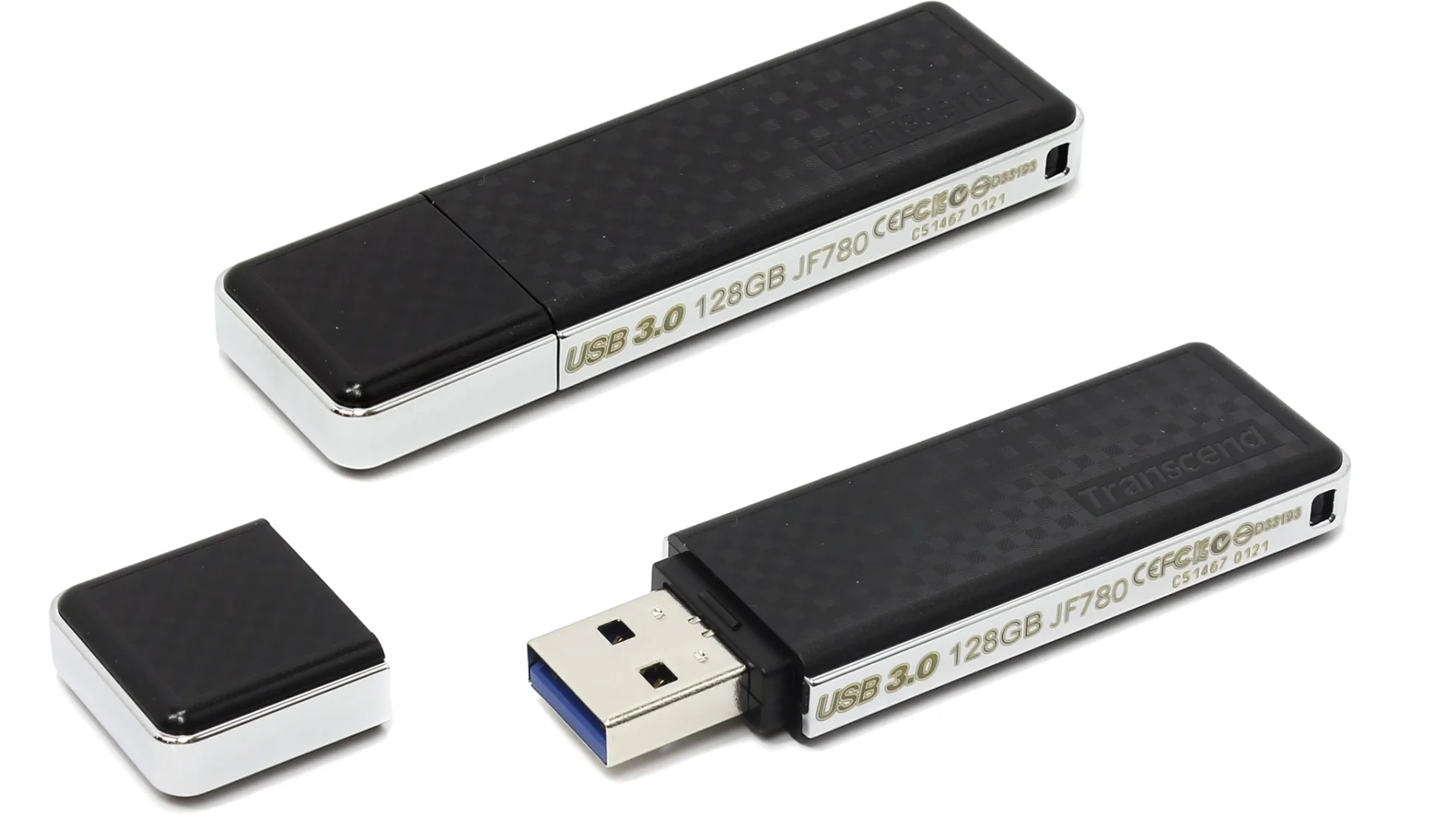 Флеш накопитель 8GB Transcend JetFlash 780, USB 3.1, Черный/Хром