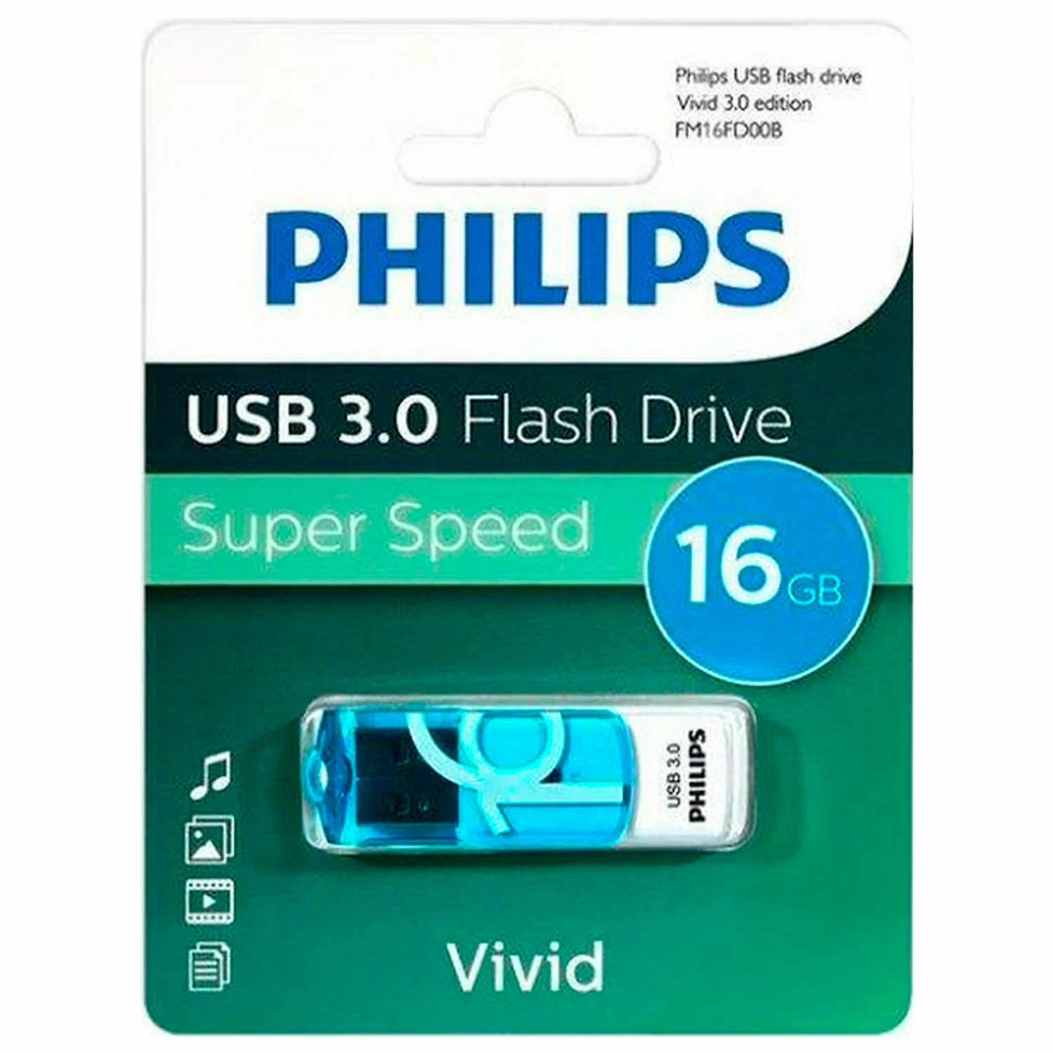 Флеш накопитель 16GB PHILIPS VIVID3.0 16GB, USB 3.0