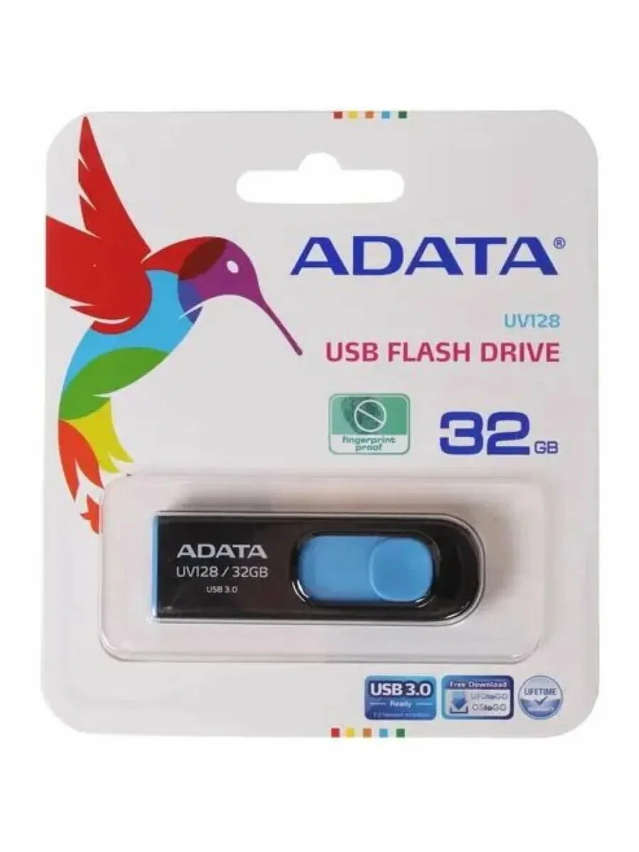 Флеш накопитель 32GB A-DATA UV128, USB 3.2, черный/синий