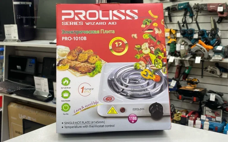 Электроплита PROLISS PRO-1010B, 1 канфорнка, 1100 Вт. 5уровней нагрева, белый