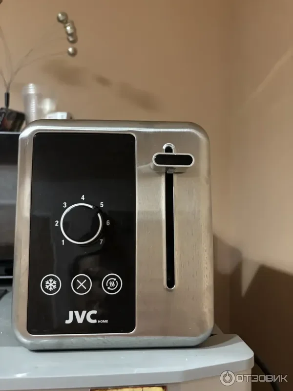 Тостер JVC JK-TS737, 900Вт, серебристый, дисплей LED , таймер, подогрев, авто отключение/разморажива