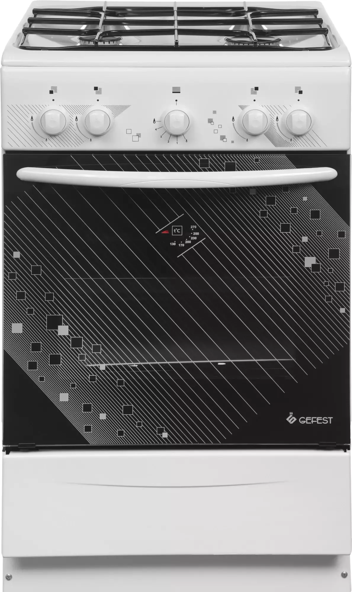 Плита газовая Gefest 5100 0017 10639001 ГК белый 85*58,5*50 см. 4 газ.конф. духовка 52л газ.