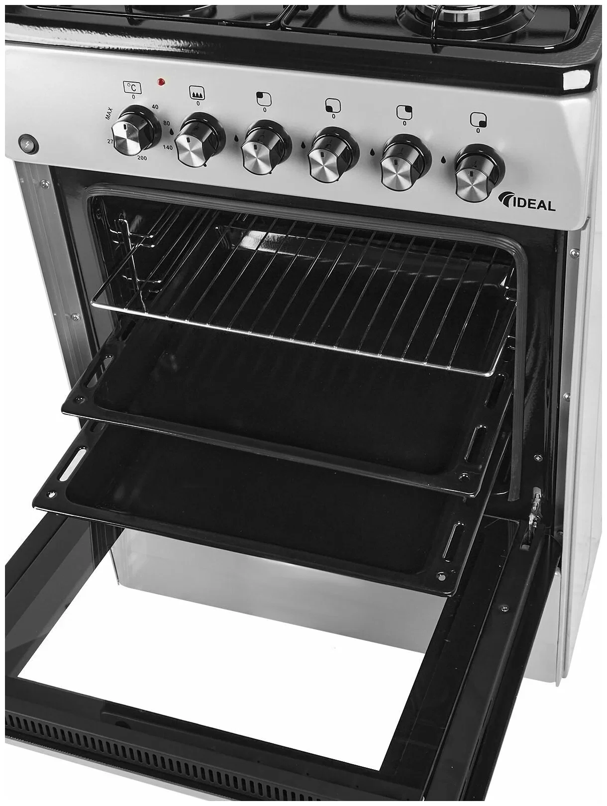 Плита газовая IDEAL L115 ГК серый,мм 850х600х600, 65 л,4 конф,эл поджиг,газ-контроль,чуг.реш.