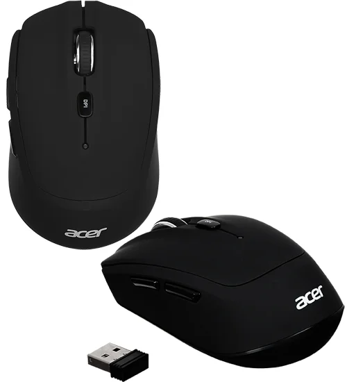 Мышь беспроводная Acer OMR040 черный, 1600 dpi, радиоканал, USB, кнопки - 6