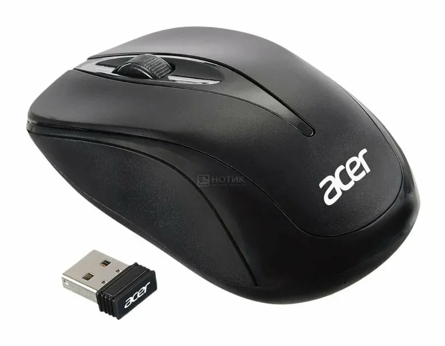 Мышь беспроводная Acer OMR131 черный, 1000 dpi, радиоканал, USB, кнопки - 3