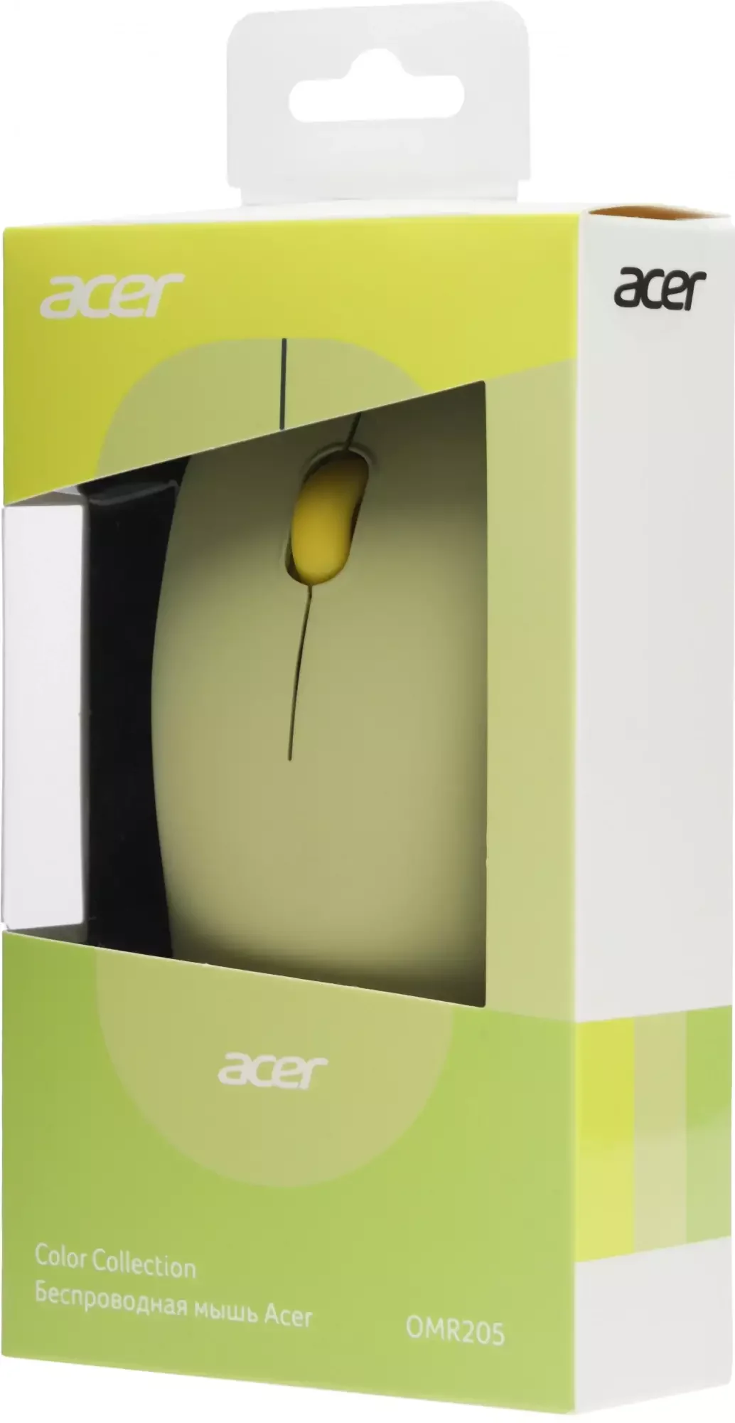 Мышь беспроводная Acer OMR205 зеленый/желтый, 1200 dpi, радиоканал, USB, кнопки - 3