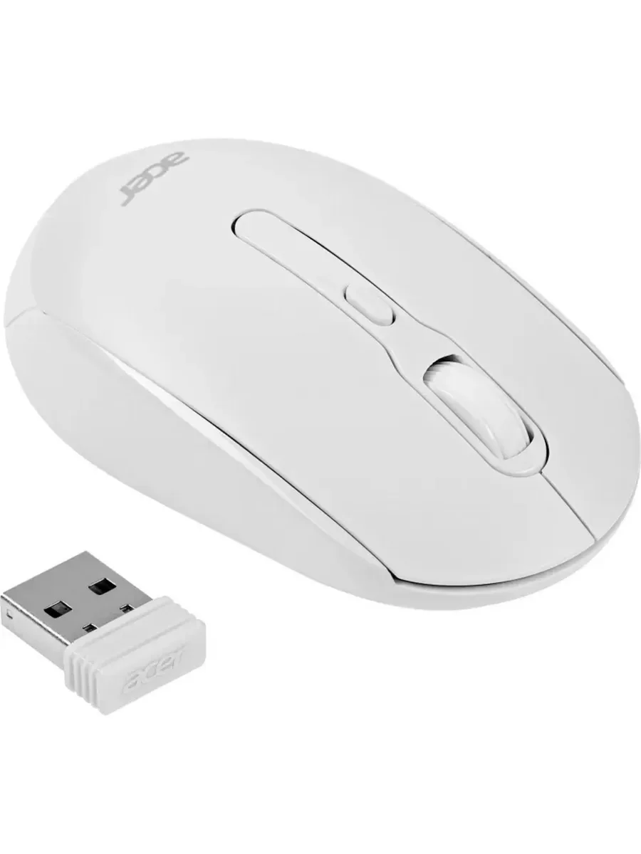 Мышь беспроводная Acer OMR308 белый, 1600 dpi, радиоканал, Bluetooth, USB, кнопки - 4