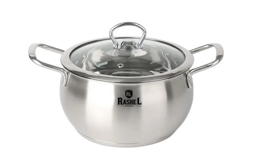 RASHEL R-30s Кастрюля 3л из нержавеющей стали со стекл. кр., 20х10см