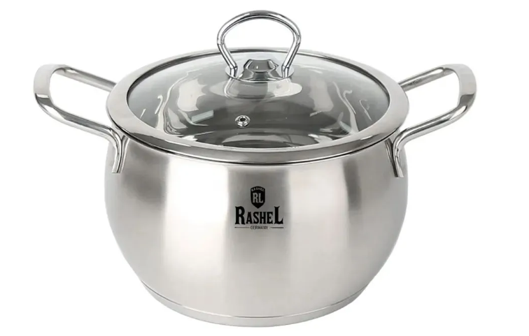 RASHEL R-50s Кастрюля 5л из нержавеющей стали со стекл. кр., 24х11,5см