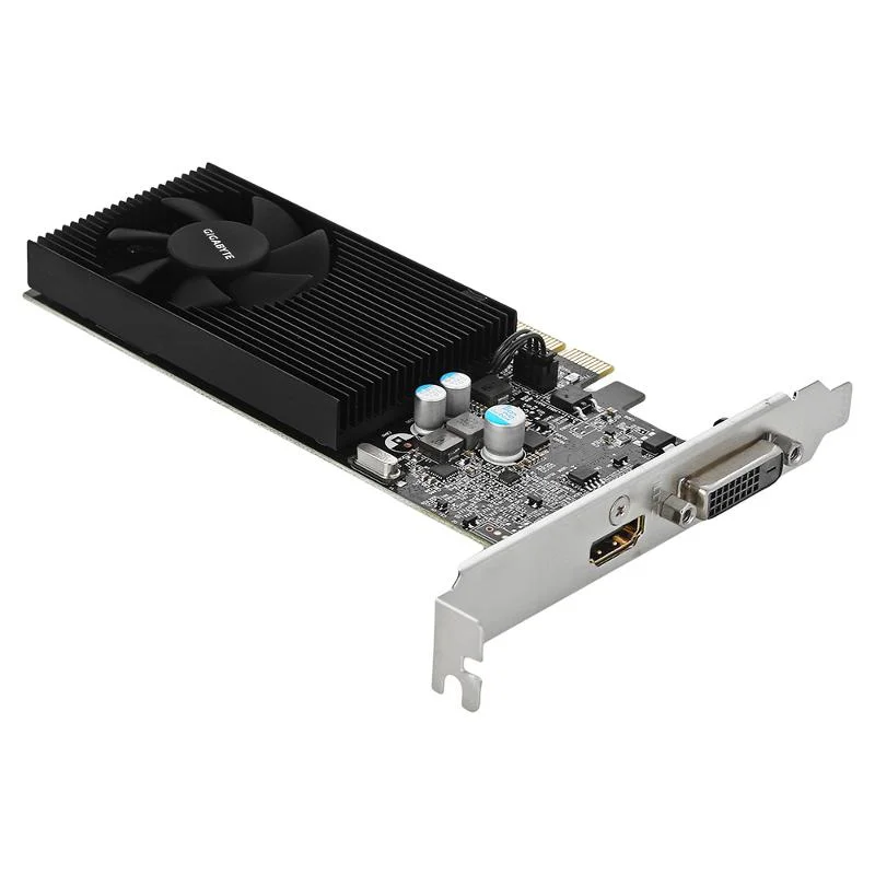 Видеокарта Gigabyte GV-N1030D4-2GL NVidia GeForce GT 1030, 2Gb DDR4/64-bit, PCI-Ex16 3.0, DVI-Dx1, HDMI2.0bx1, LP, 2-slot cooler, Retail