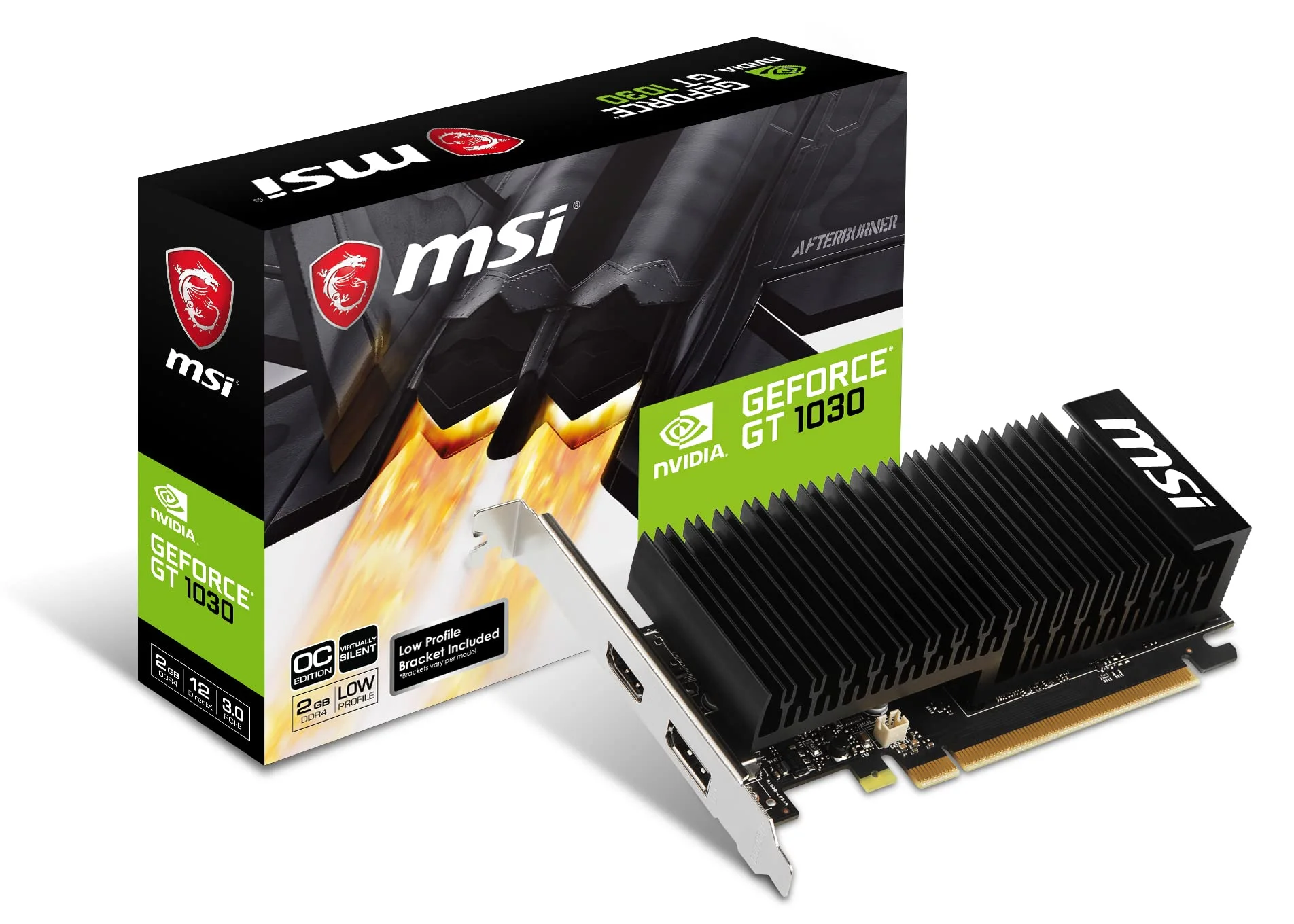 Видеокарта MSI PCI-E GT 1030 2GHD4 LP OC nVidia GeForce GT 1030 2048Mb 64bit DDR4 1189/2100/HDMIx1/DPx1/HDCP Ret low profile