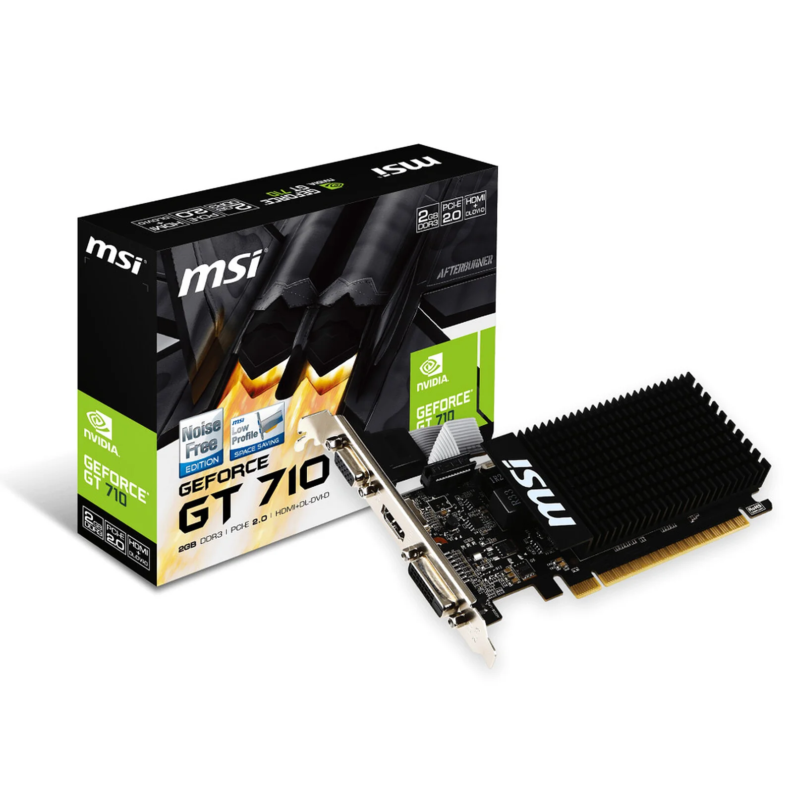 Видеокарта MSI PCI-E GT 710 2GD3H LP nVidia GeForce GT 710 2048Mb 64bit DDR3 954/1600 DVIx1/HDMIx1/CRTx1/HDCP Ret low profile