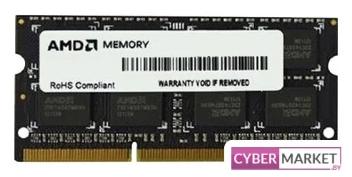 Оперативная память AMD Radeon R3 Value Series, DDR3, 8GB (1x8GB), 1333 MHz, CL9, без радиатора, SO-DIMM