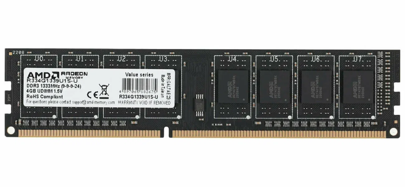 Оперативная память AMD Radeon R3, DDR3, 4GB (1x4GB), 1333MHz, CL9, SO-DIMM