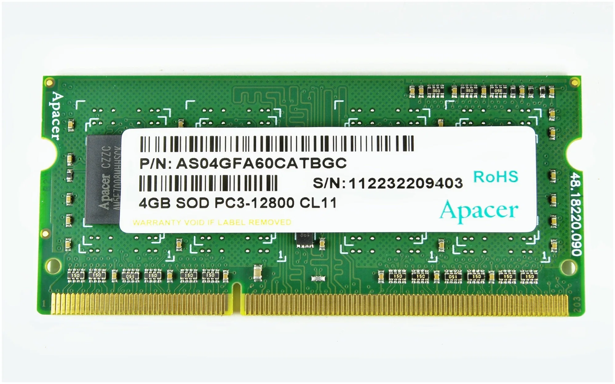 Оперативная память Apacer, DDR3, 4GB (1x4GB), 1600MHz, CL11, DIMM