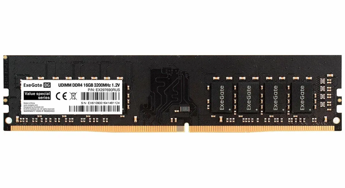 Оперативная память ExeGate, DDR4, 16GB (1x16 GB), 2400 MHz, CL17, DIMM, OEM
