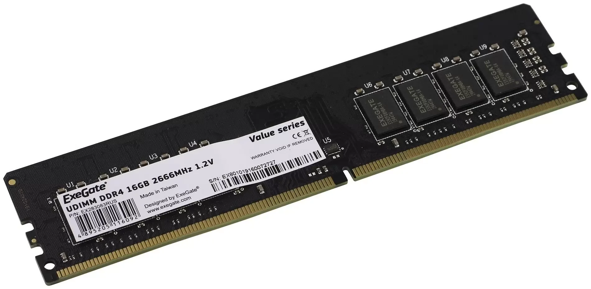 Оперативная память ExeGate, DDR4, 16GB (1x16 GB), 2666 MHz, CL19, DIMM, OEM