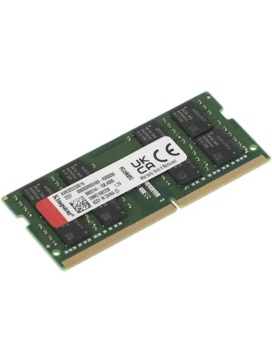 Оперативная память Kingston ValueRAM, DDR4, 16GB (1x16GB), 3200MHz, CL22, SO-DIMM