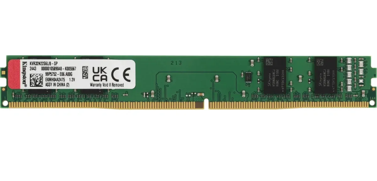 Оперативная память Kingston ValueRAM, DDR4, 32GB (1x32GB), 3200MHz, CL22, DIMM