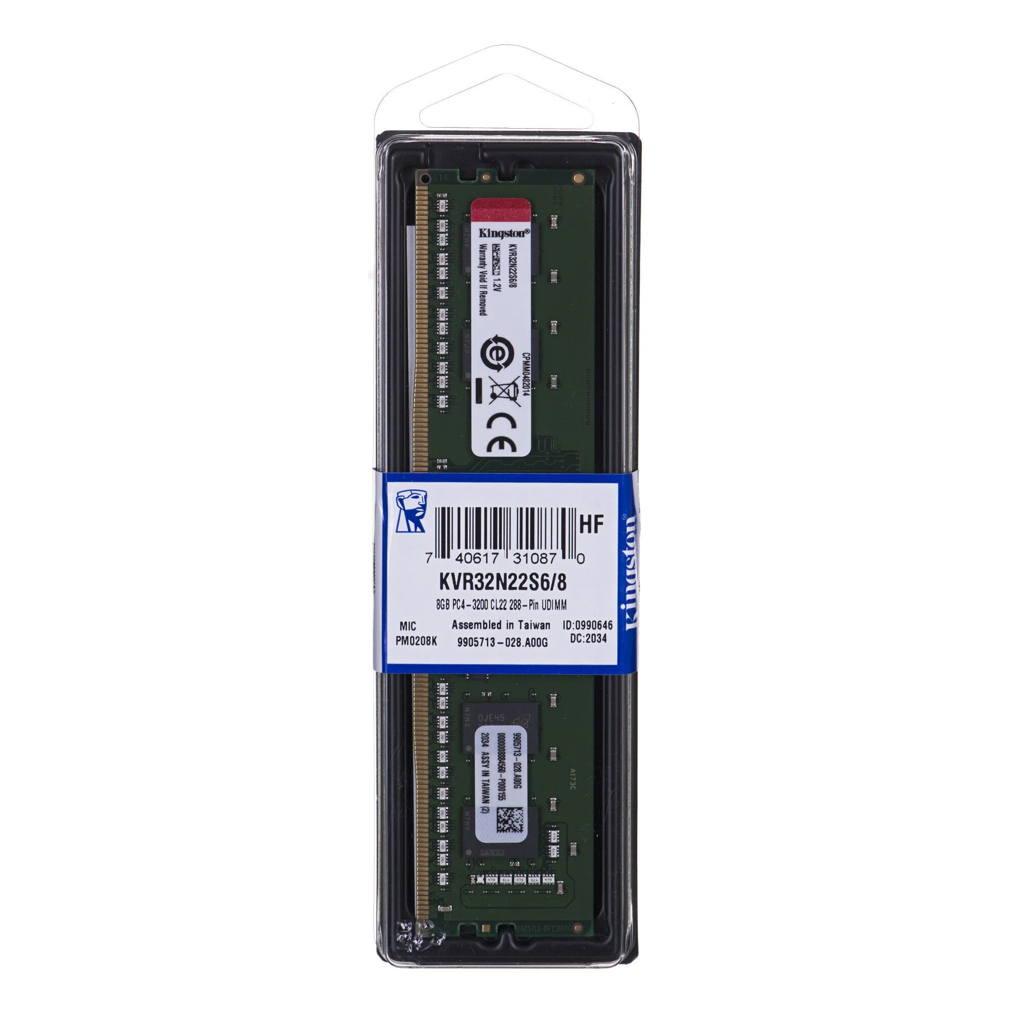 Оперативная память Kingston ValueRAM, DDR4, 32GB (1x32GB), 3200MHz, CL22, DIMM