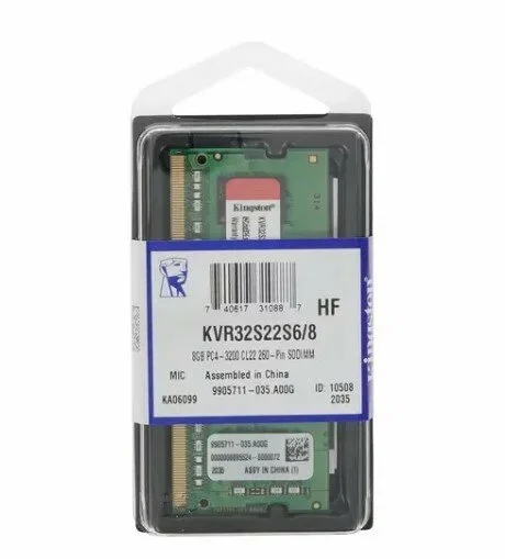 Оперативная память Kingston ValueRAM, DDR4, 8GB (1x8GB), 3200MHz, CL22, DIMM
