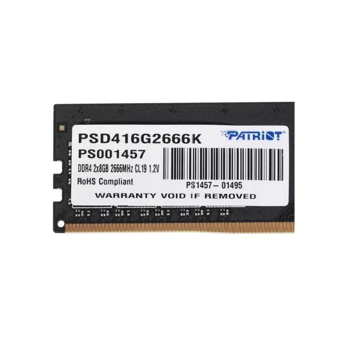 Оперативная память Patriot Signature, DDR4, 16GB (2x8 GB), 2666 MHz, CL17, DIMM