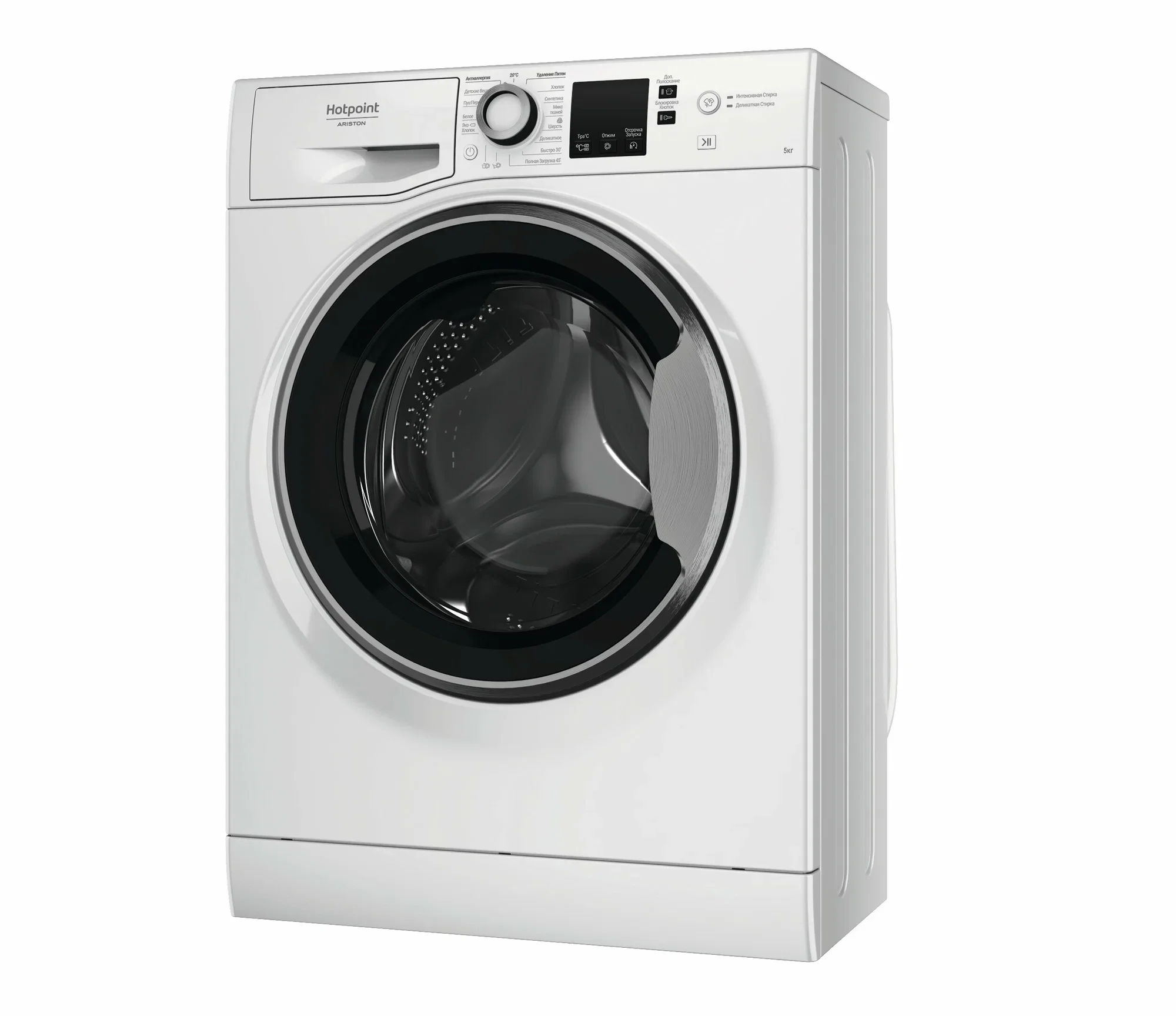 Стиральная машина Hotpoint NUS 5015 S RU белый 5кг. Дисплей. 1000об/мин, пар