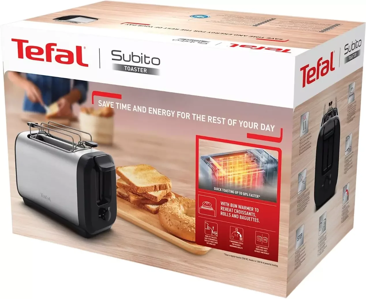 Тостер Tefal Express Metal TT5S1DE0, серебристый/черный 7211419524