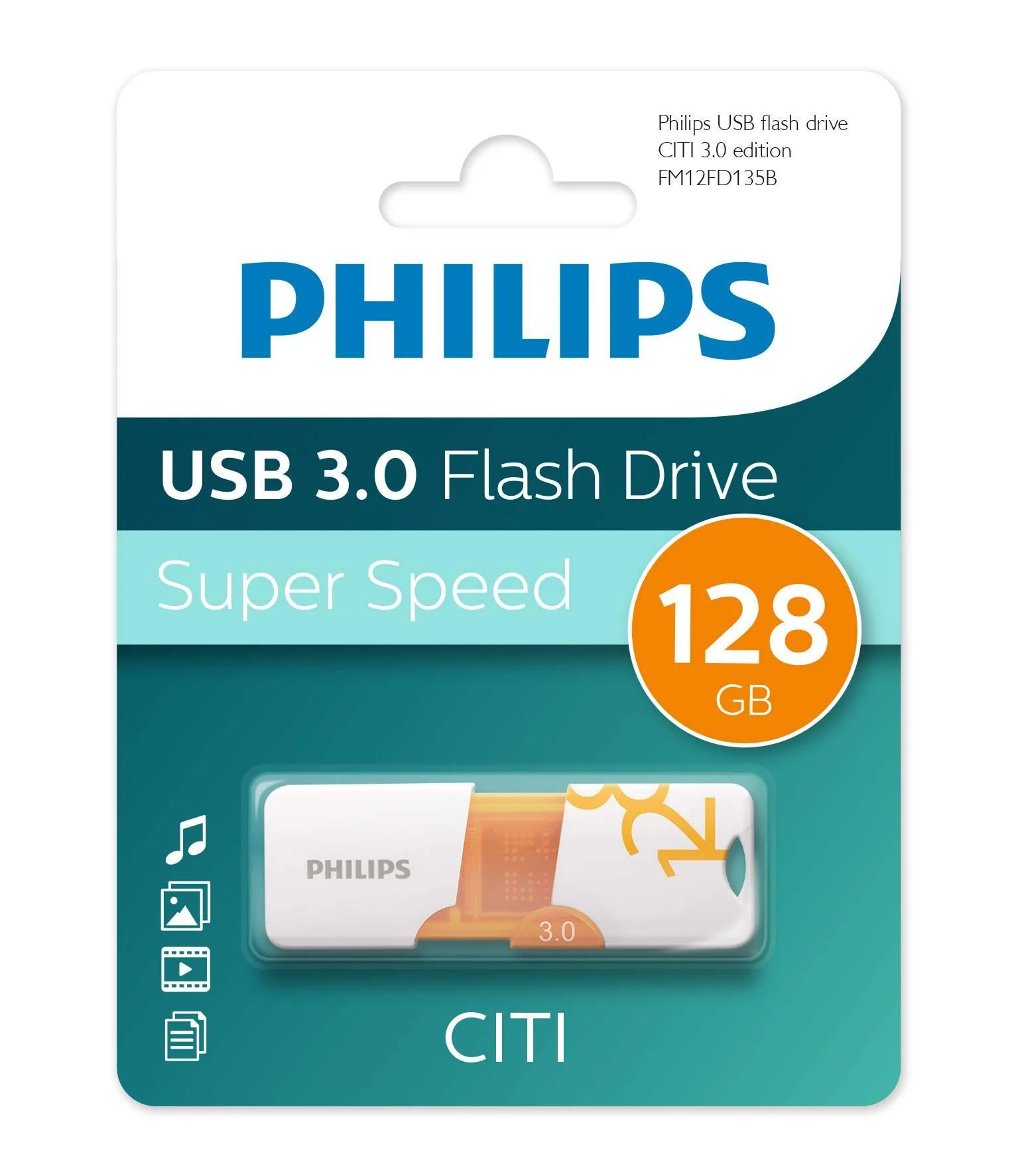 Флеш накопитель 128GB PHILIPS CITI2.0 128GB, USB 2.0