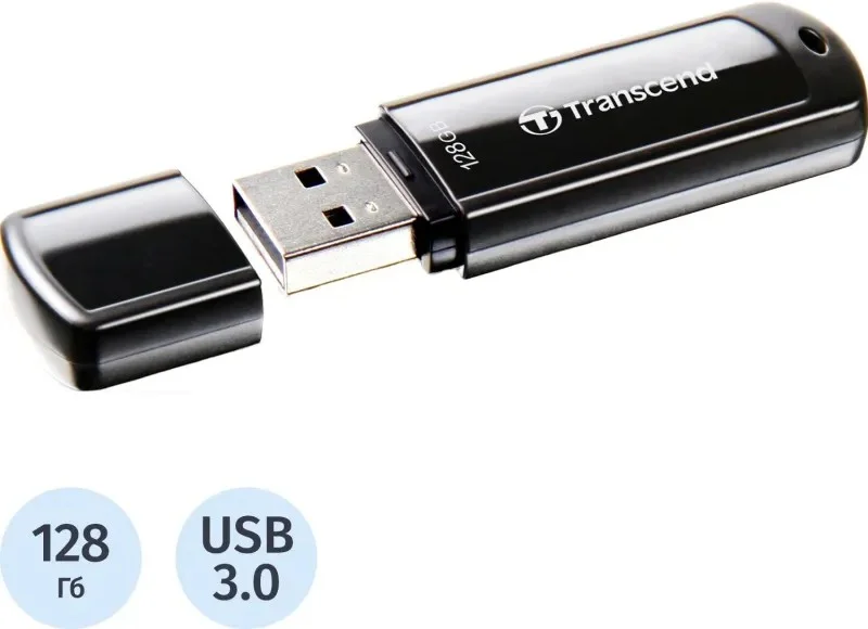 Флеш накопитель 128GB Transcend JetFlash 700 USB 3.1, Черный
