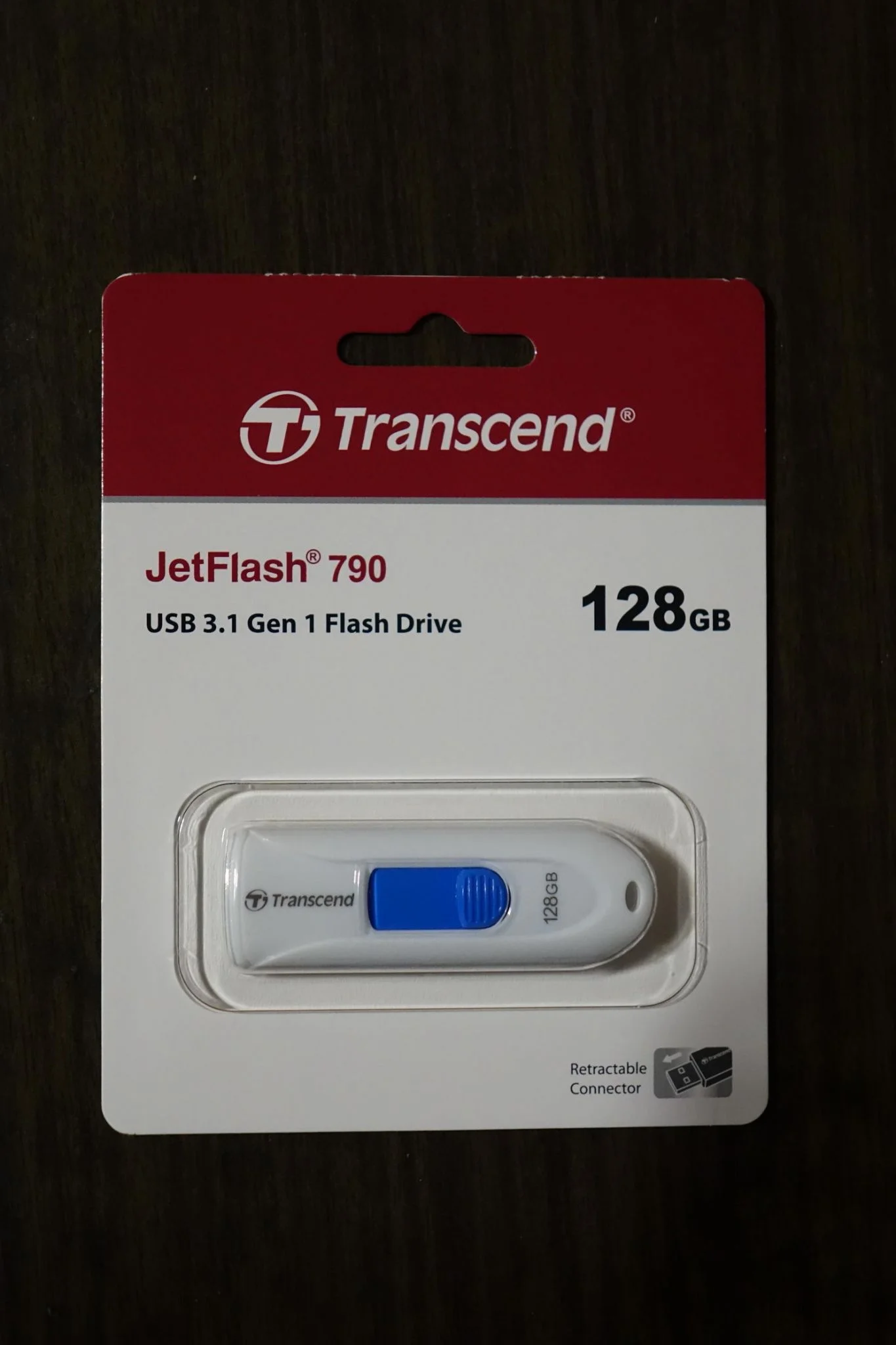 Флеш накопитель 128GB Transcend JetFlash 790, USB 3.1, Белый