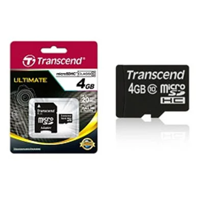 Флеш карта microSD 4GB Transcend microSDHC Class 10, (без адаптера), TLC